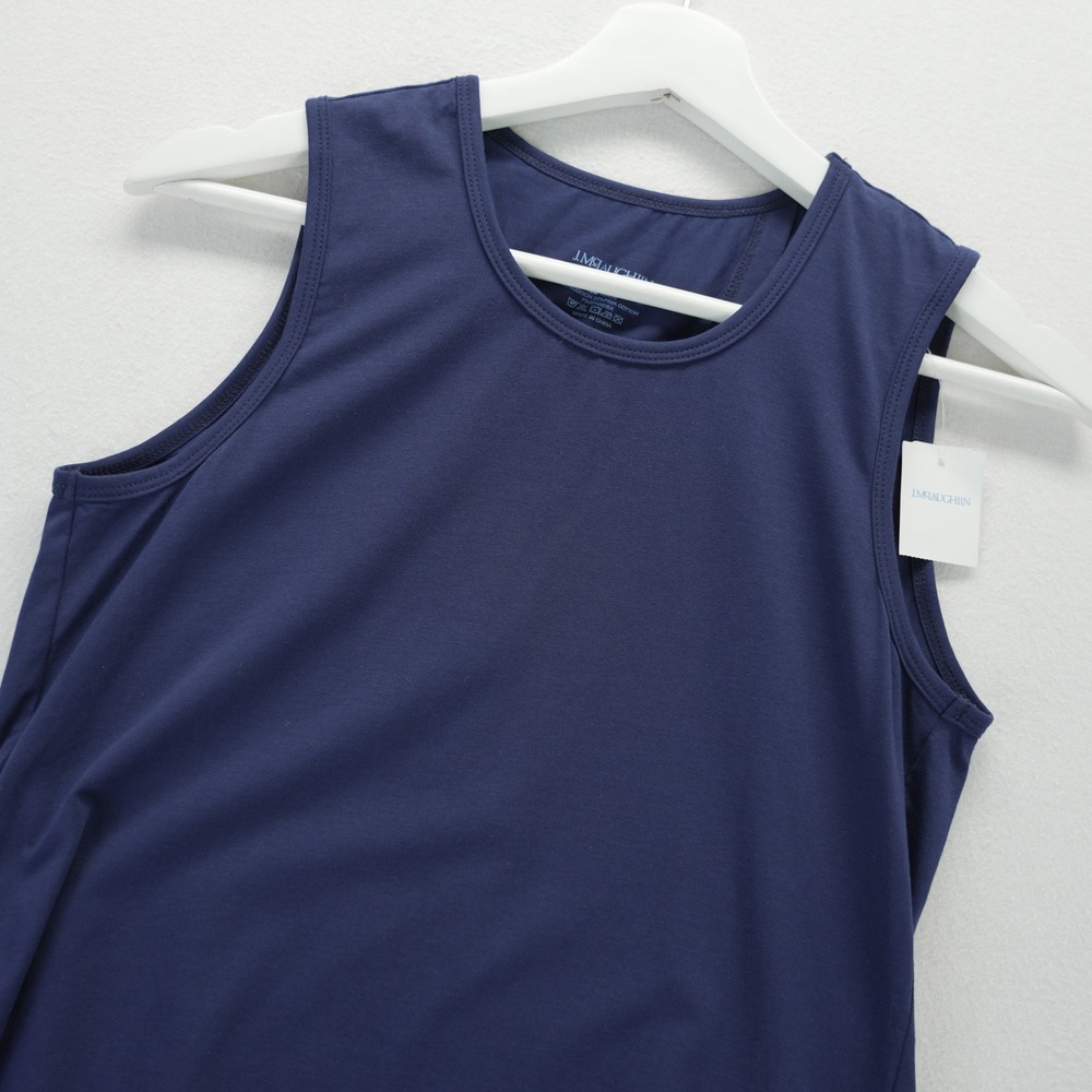 J.McLaughlin Saina Knit Top Navy Blue Sleeveless Split Back Tank XS NEW